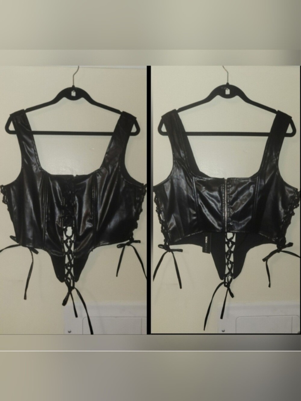 Fashion Nova true to you blk faux leather tie front sides crop top corset 1X NWT - Picture 17 of 17